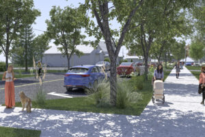 Figure 3 : aménagement paysager, vue du trottoir depuis la rue Saint-Pierre